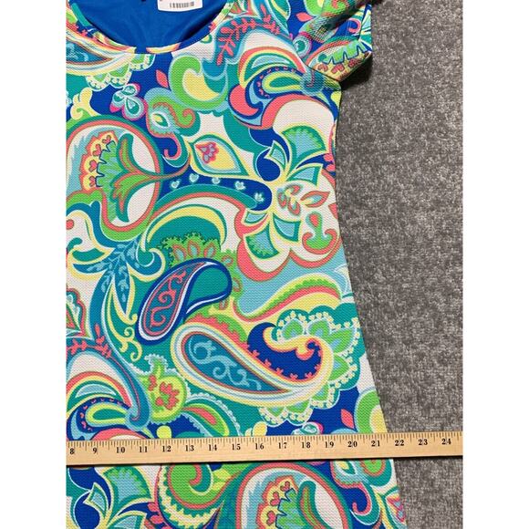 Ronni‎ Nicole T-Shirt Dress Women Size 8 Multicolor Paisley Stretch Textured - Picture 12 of 13